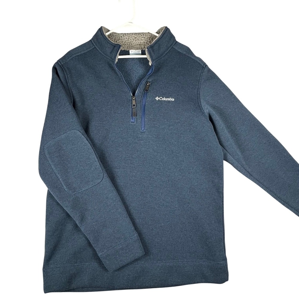Columbia Men's Blue Fleece Lined Quarter‎ Zip Pullover Sweatshirt Size XL Hike